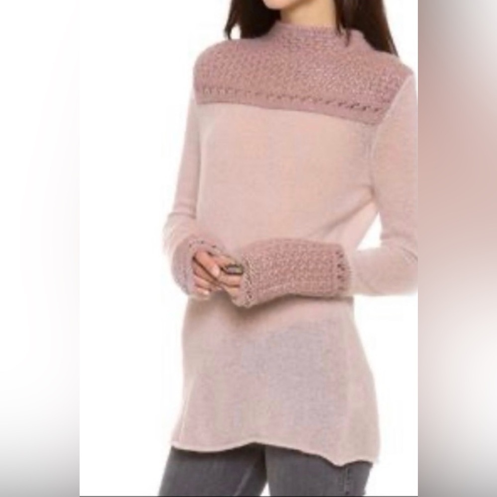Tory Burch Marnie Alpaca Blend Blush Pink Cowl Neck Sweater